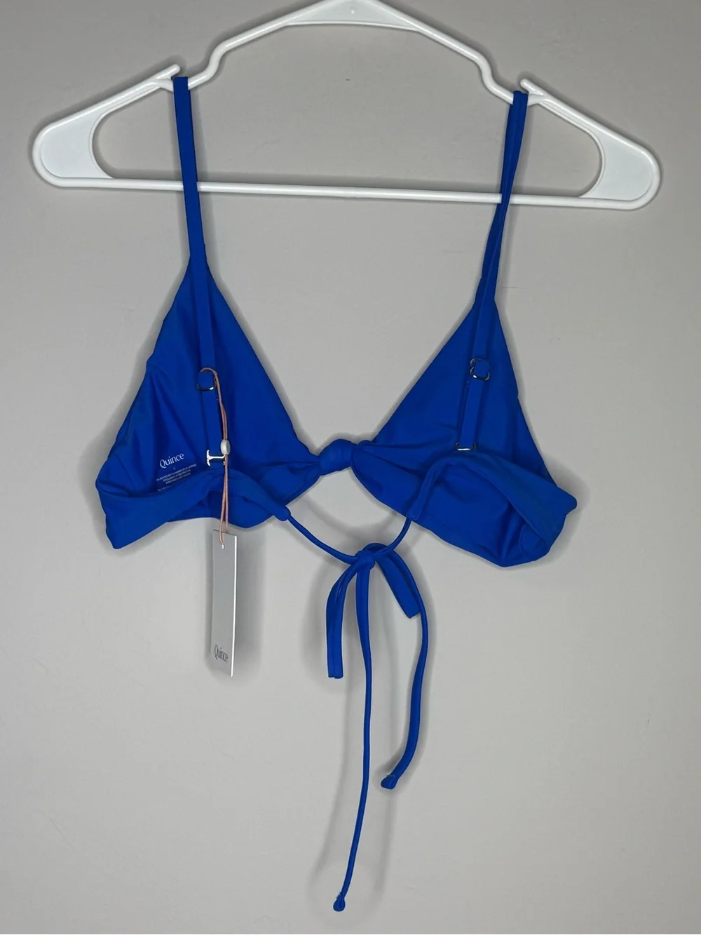 Quince Italian Knotted Triangle bikini top in electric blue NWT Large